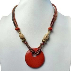 16" Coldwater Creek Boho Natural Stone Bead Necklace